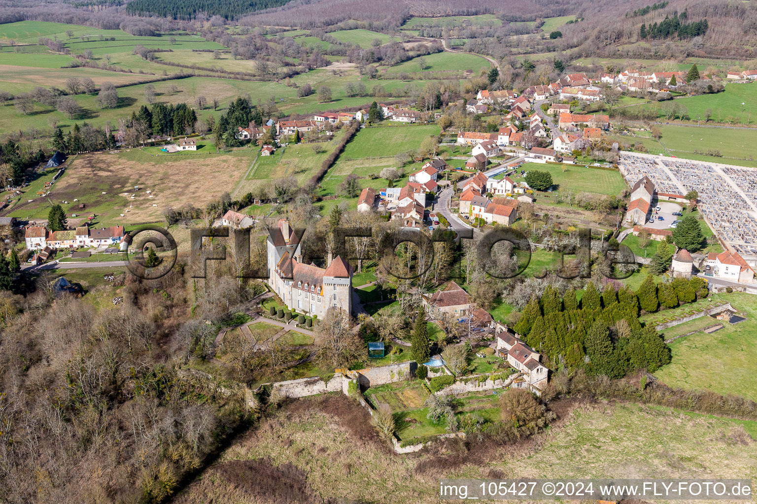 Épinac in the state Saone et Loire, France seen from above