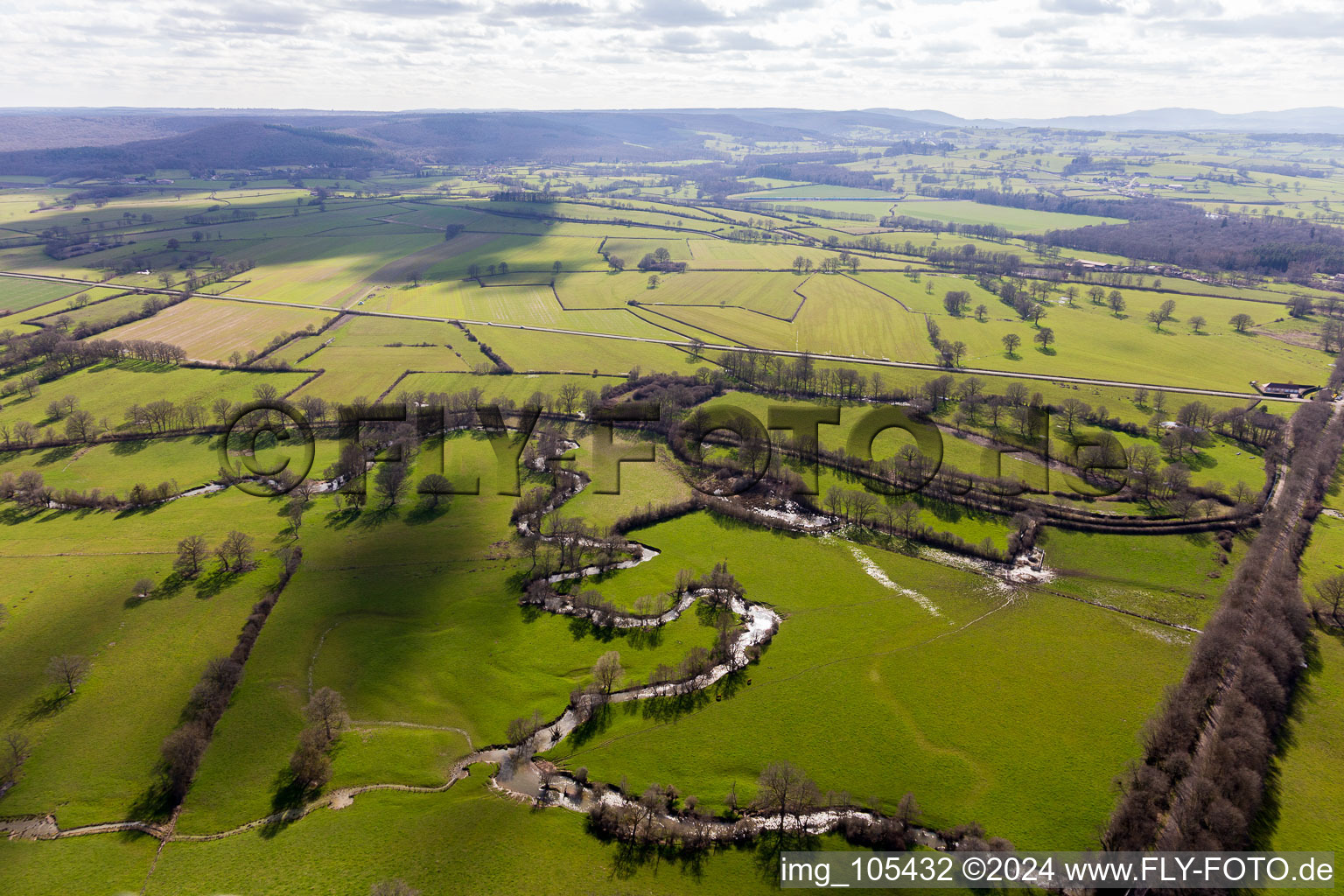 Aerial view of Sully in the state Saone et Loire, France