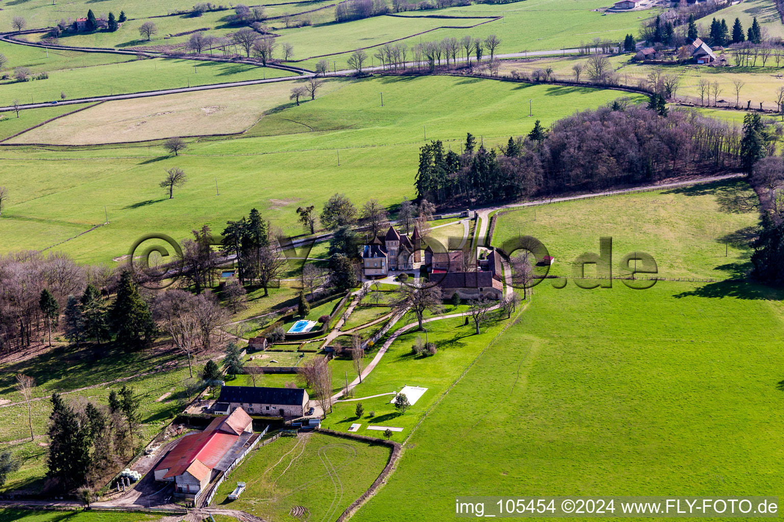 Aerial photograpy of Sully in the state Saone et Loire, France