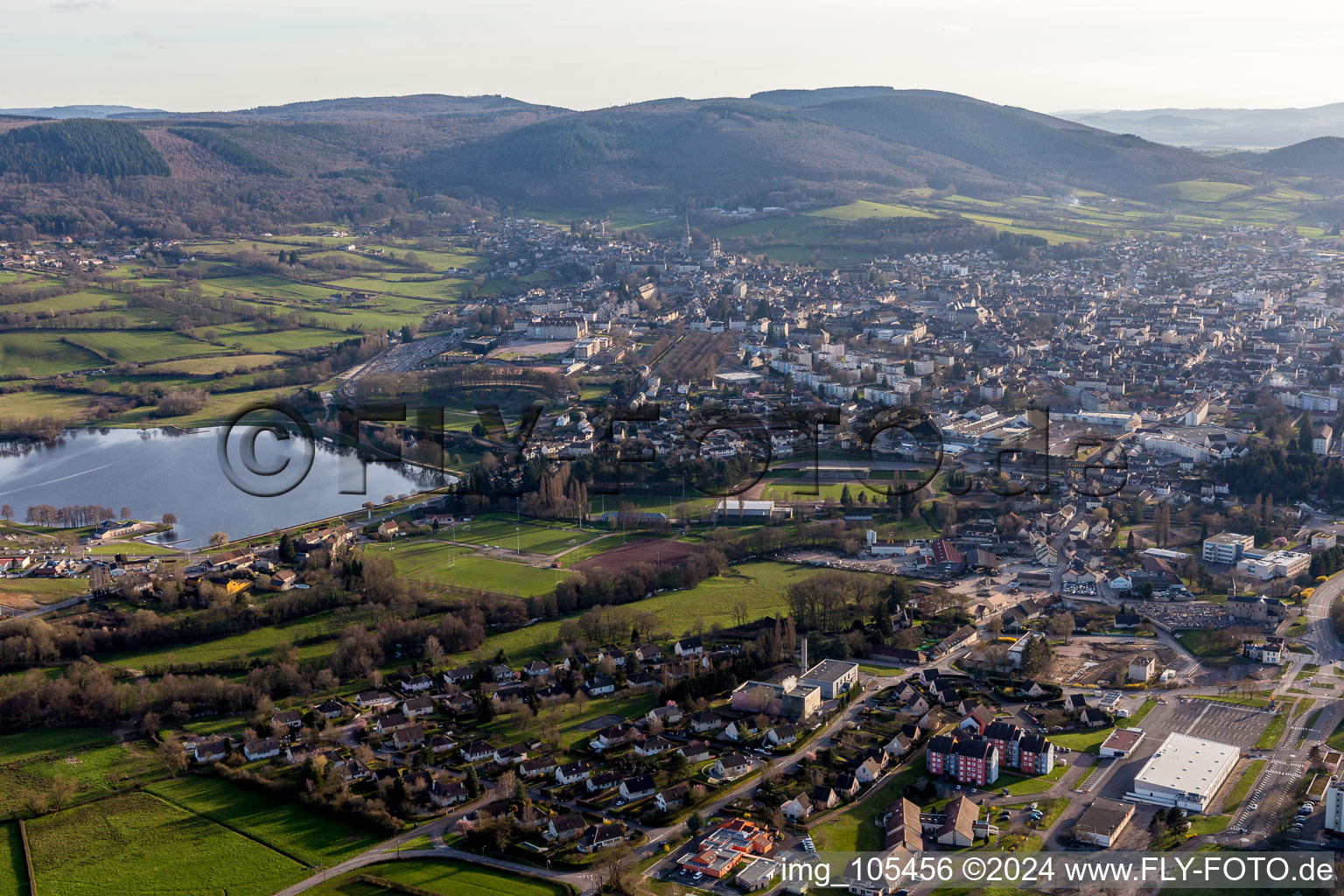 Aerial view of (Burgundy) in Autun in the state Saone et Loire, France