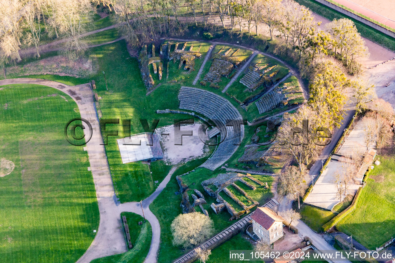 Historical attraction of the ensemble of the Roman amphitheater in Autun in Bourgogne-Franche-Comte, France