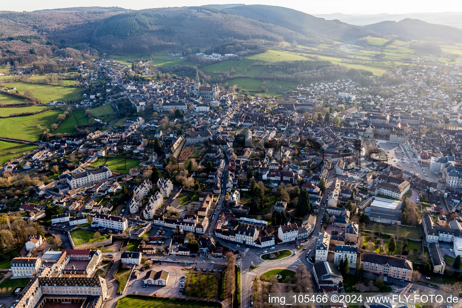 (Burgundy) in Autun in the state Saone et Loire, France viewn from the air