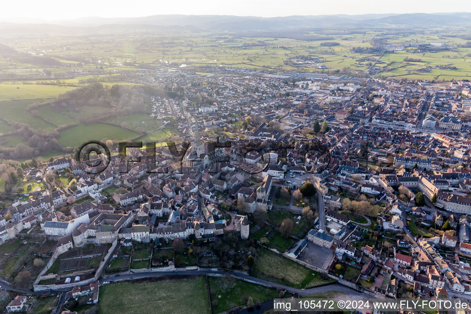 (Burgundy) in Autun in the state Saone et Loire, France from the drone perspective