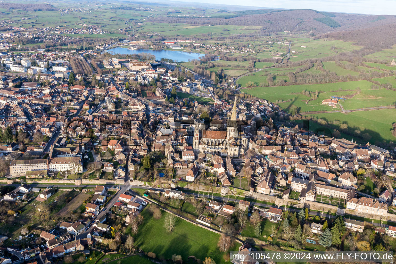 Aerial view of (Burgundy) in Autun in the state Saone et Loire, France