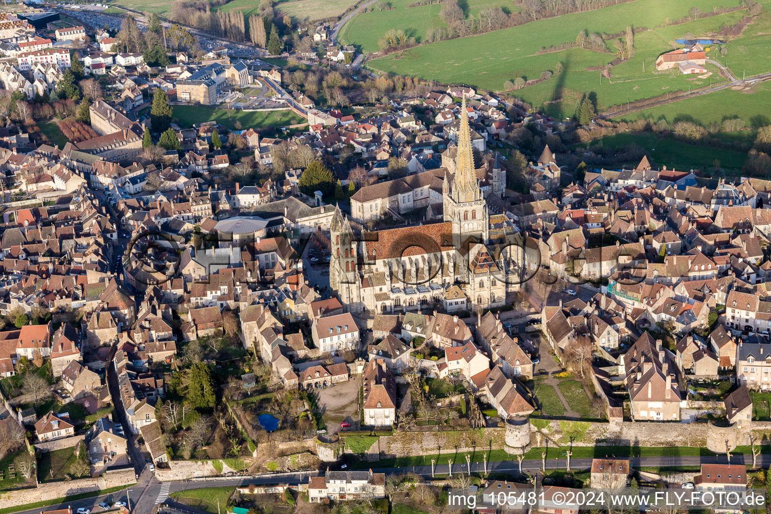 Oblique view of (Burgundy) in Autun in the state Saone et Loire, France