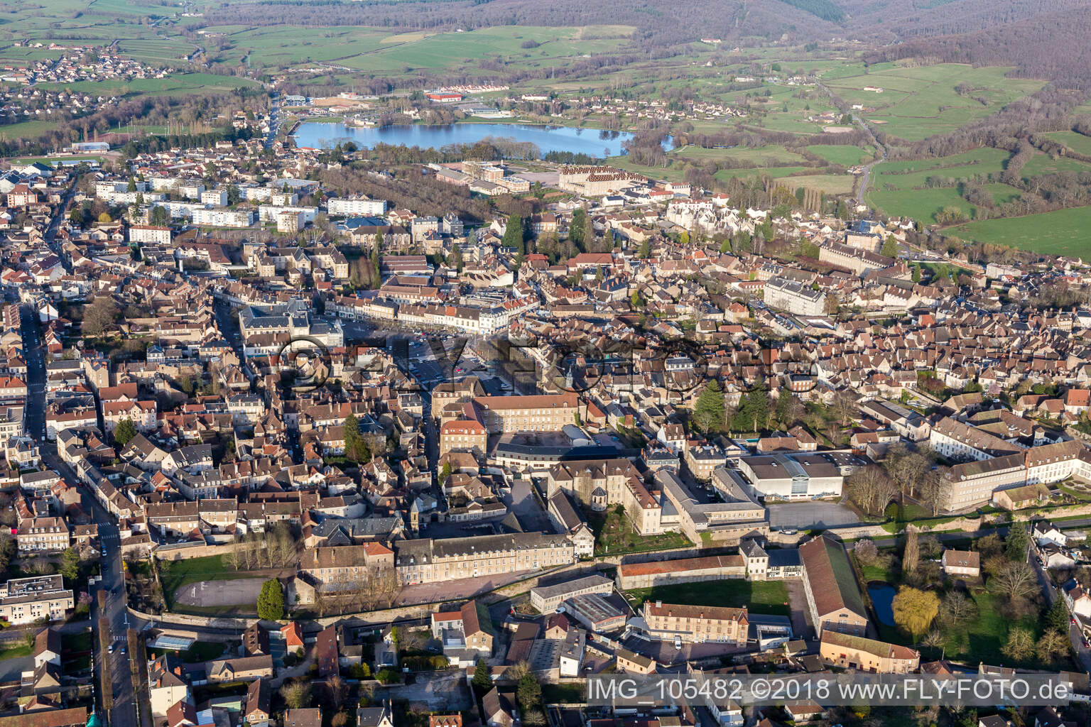 (Burgundy) in Autun in the state Saone et Loire, France from above
