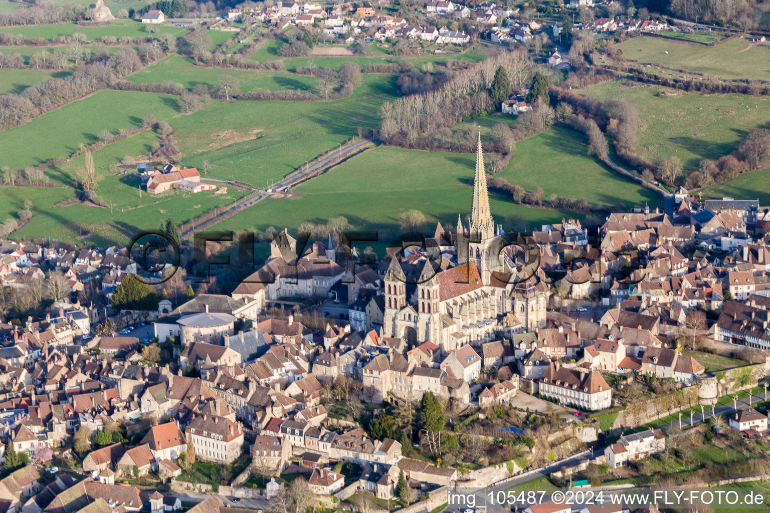 Bird's eye view of (Burgundy) in Autun in the state Saone et Loire, France