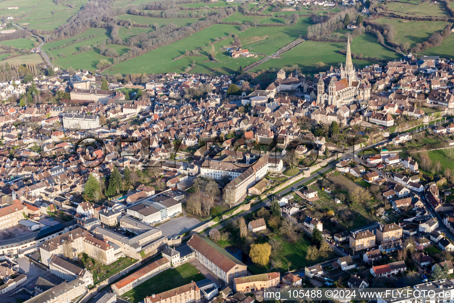 (Burgundy) in Autun in the state Saone et Loire, France viewn from the air