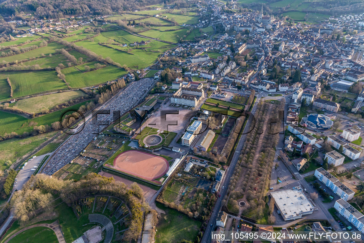 (Burgundy) in Autun in the state Saone et Loire, France seen from a drone