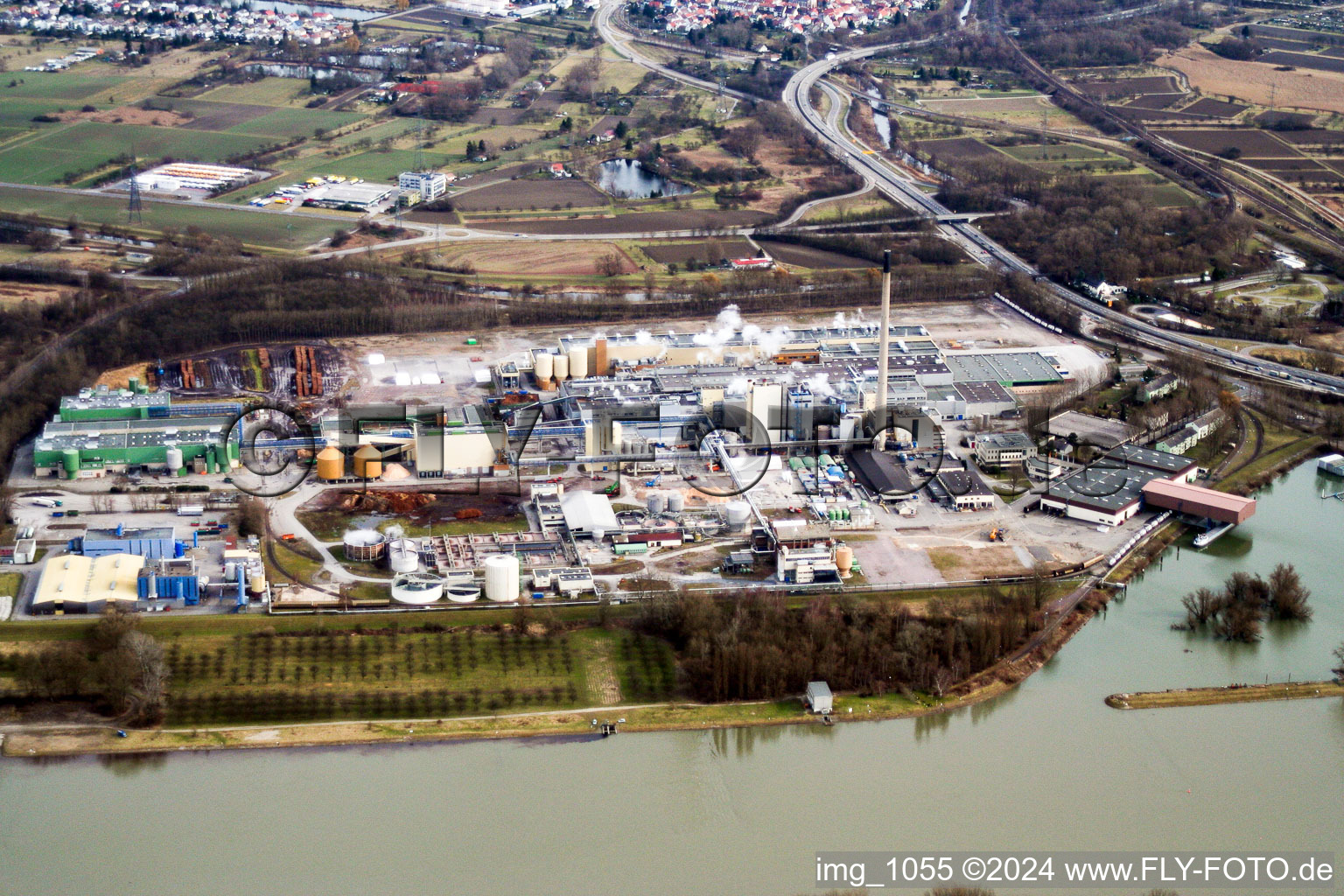 Stora Enso Paper Mill in the district Knielingen in Karlsruhe in the state Baden-Wuerttemberg, Germany