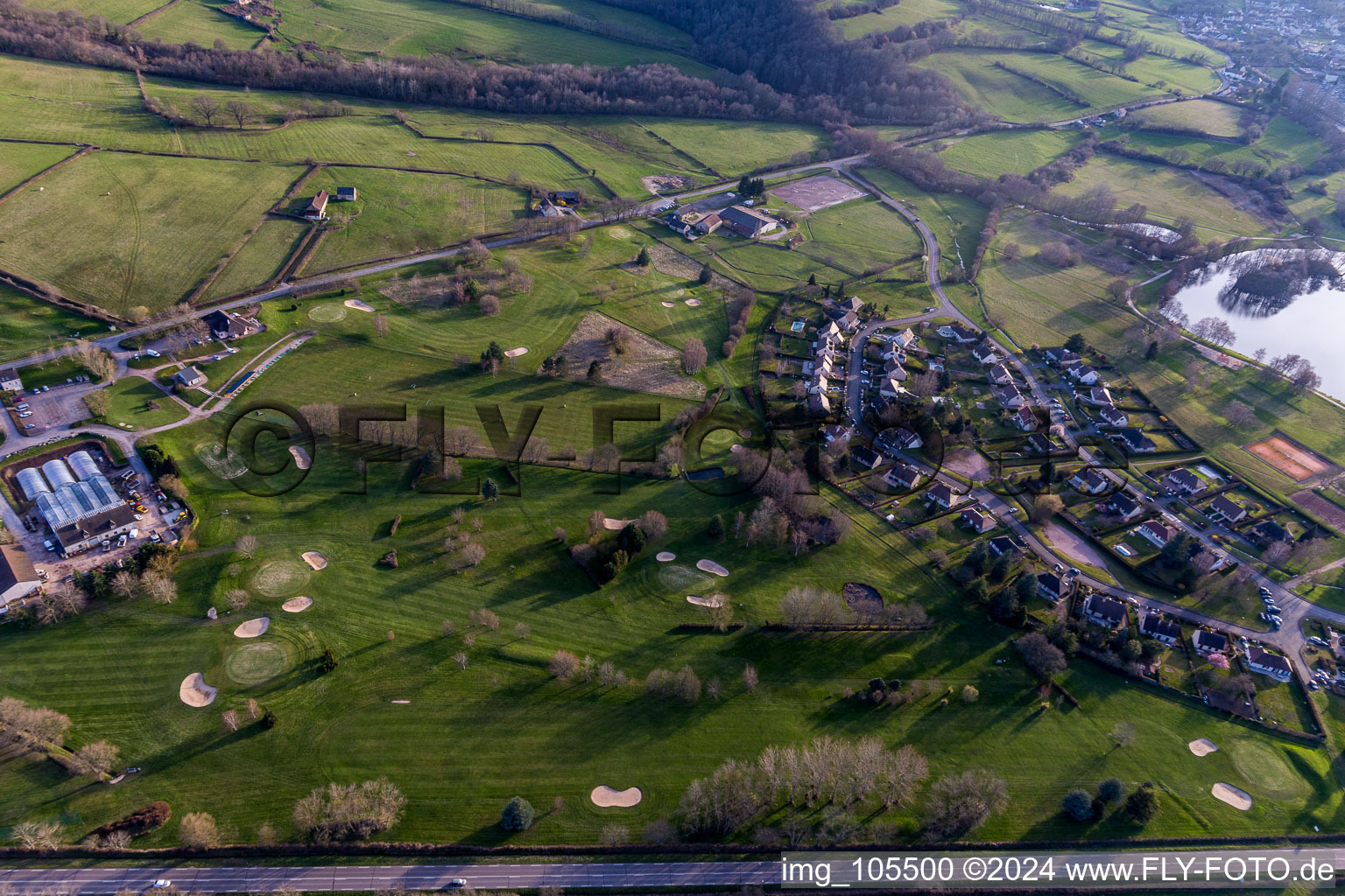 Aerial view of (Burgundy), Golf in Autun in the state Saone et Loire, France