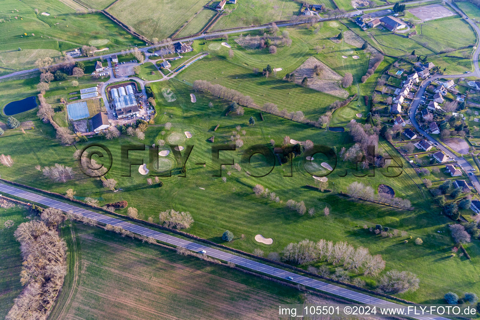 Aerial photograpy of (Burgundy), Golf in Autun in the state Saone et Loire, France