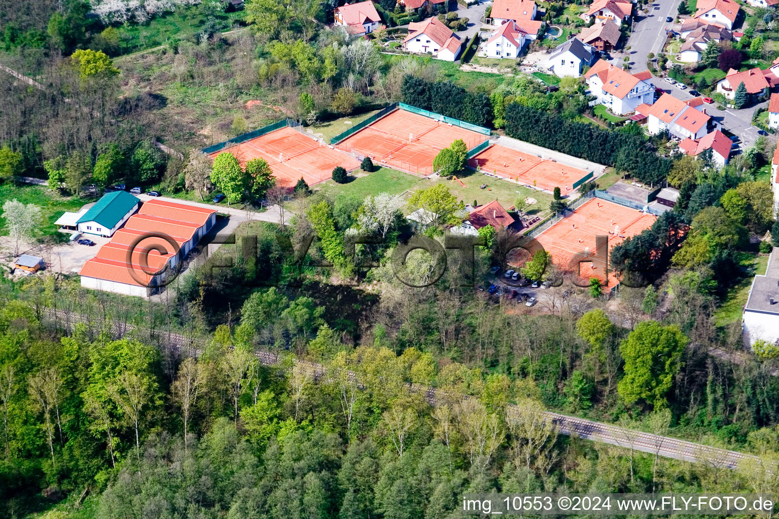 Bird's eye view of Tennis club in Jockgrim in the state Rhineland-Palatinate, Germany