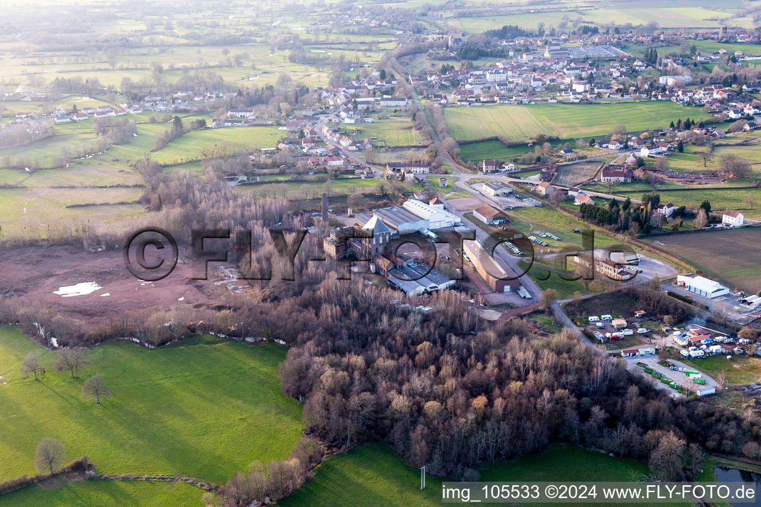 Aerial photograpy of Former steelworks (Burgundy) in Épinac in the state Saone et Loire, France