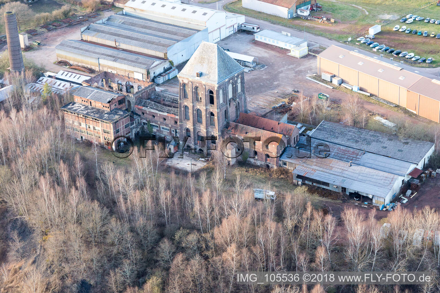 Oblique view of Former steelworks (Burgundy) in Épinac in the state Saone et Loire, France