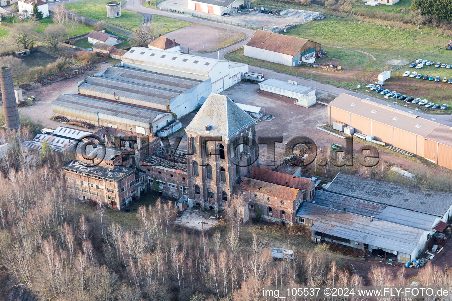 Former steelworks (Burgundy) in Épinac in the state Saone et Loire, France from above