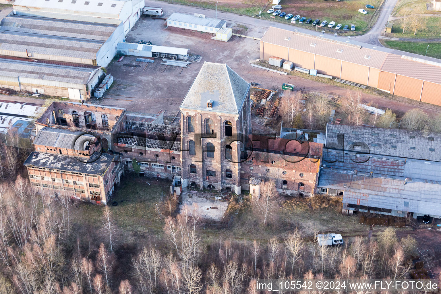 Former steelworks (Burgundy) in Épinac in the state Saone et Loire, France seen from above