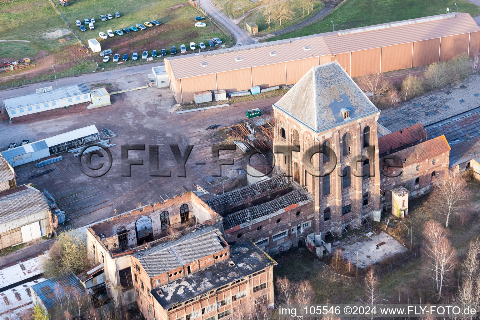 Former steelworks (Burgundy) in Épinac in the state Saone et Loire, France from the plane