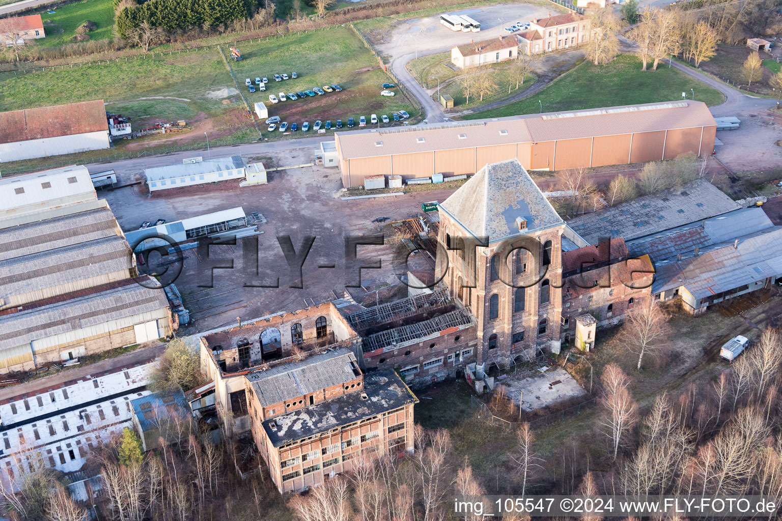 Bird's eye view of Former steelworks (Burgundy) in Épinac in the state Saone et Loire, France