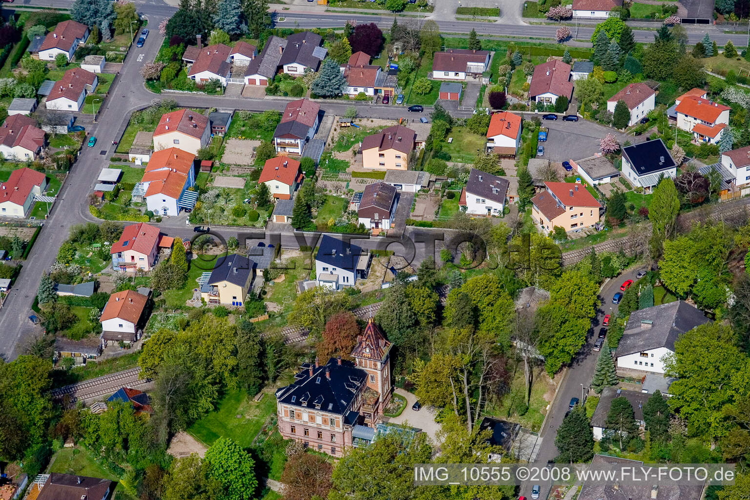 Aerial view of Jockgrim in the state Rhineland-Palatinate, Germany