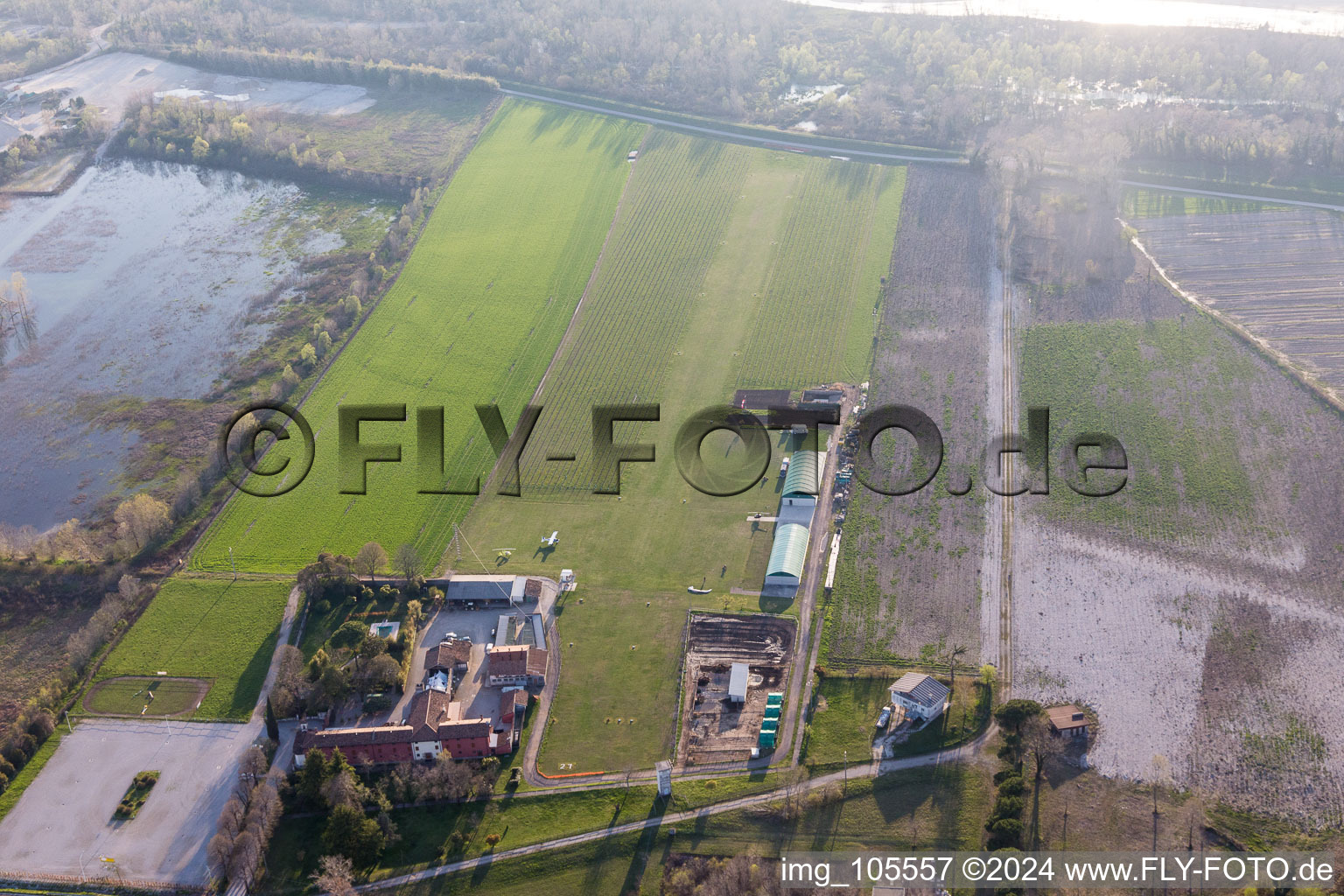 Aerial view of Al Casale Airport in Panellia di Sedegliano in the state Friuli Venezia Giulia, Italy