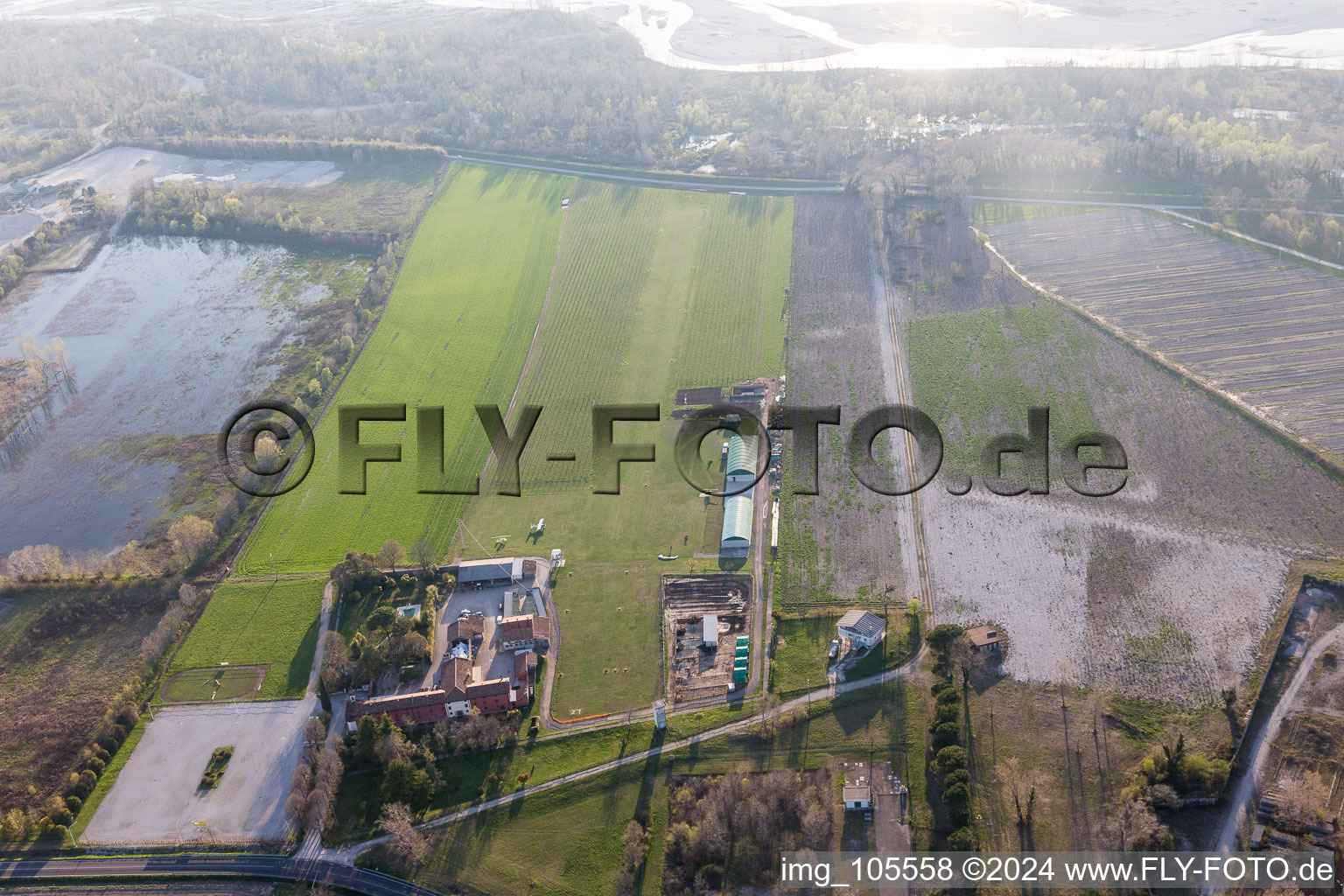 Aerial photograpy of Al Casale Airport in Panellia di Sedegliano in the state Friuli Venezia Giulia, Italy