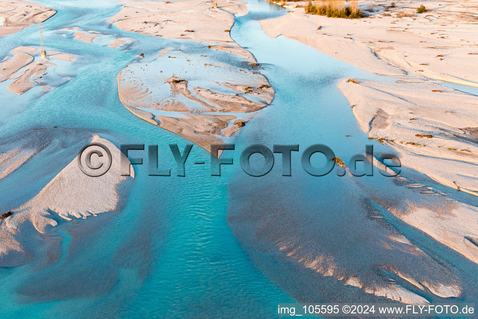 Gravel banks in the Tagliamento near Carpacco in Friuli Venezia Giulia in Carpacco in the state Friuli Venezia Giulia, Italy