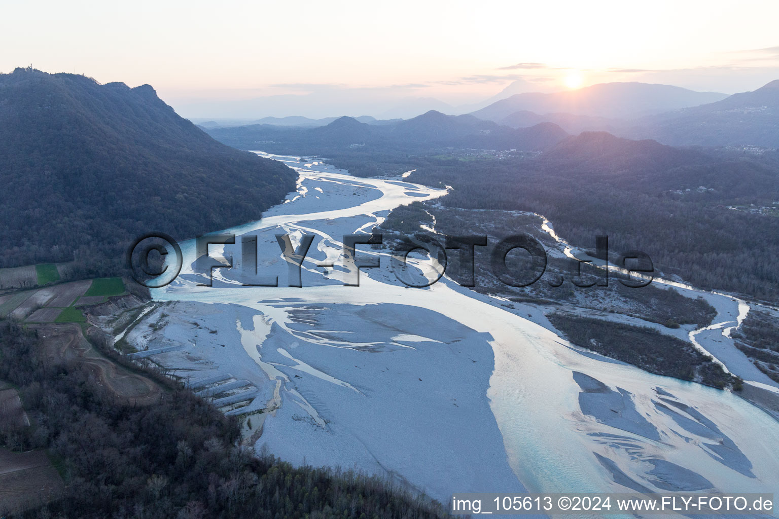 Aerial view of Cimano in the state Friuli Venezia Giulia, Italy