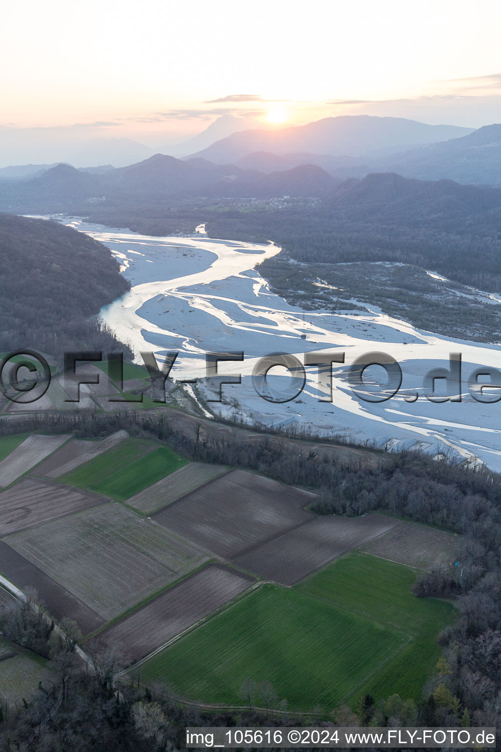 Oblique view of Cimano in the state Friuli Venezia Giulia, Italy