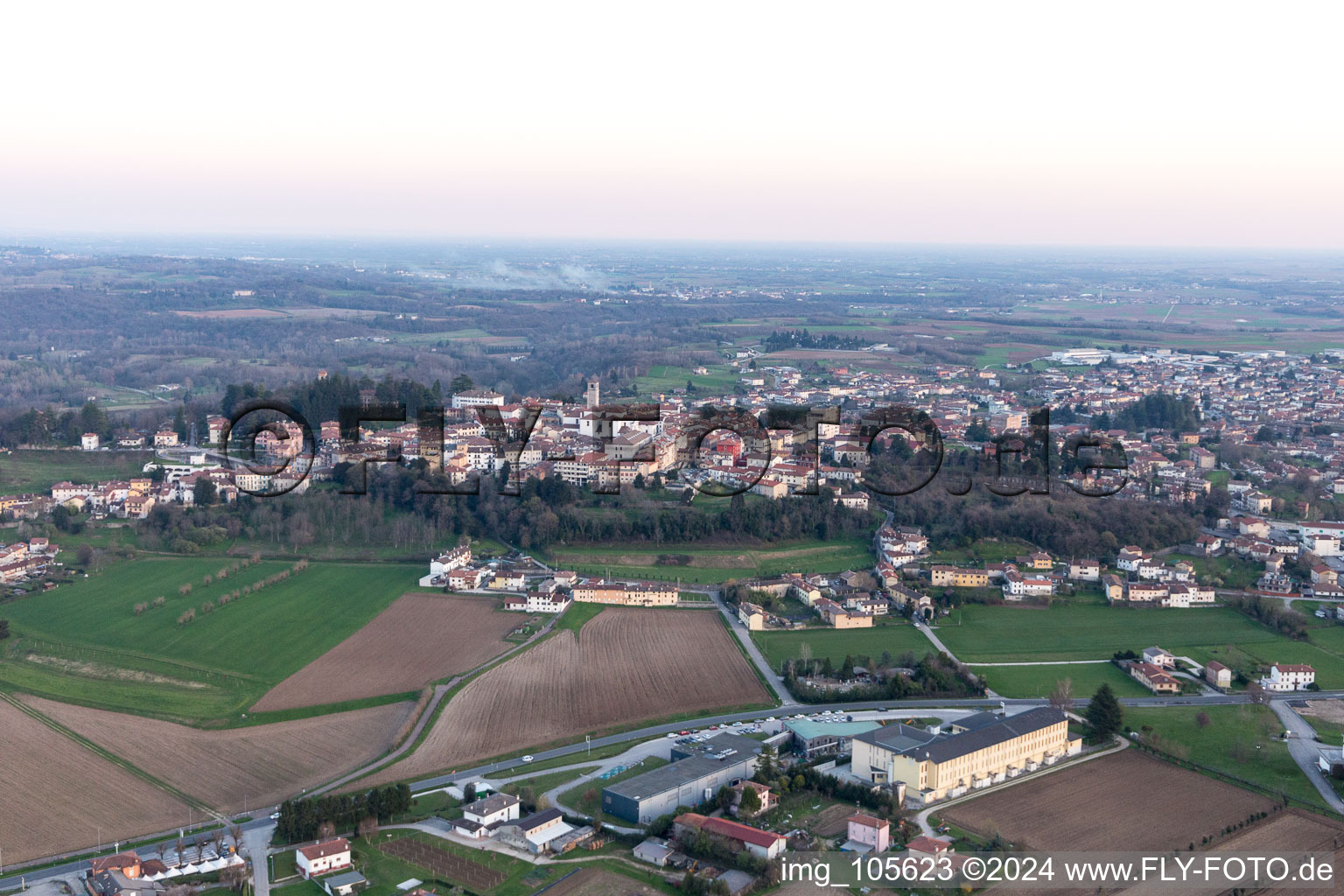 San Daniele del Friuli in the state Udine, Italy from above