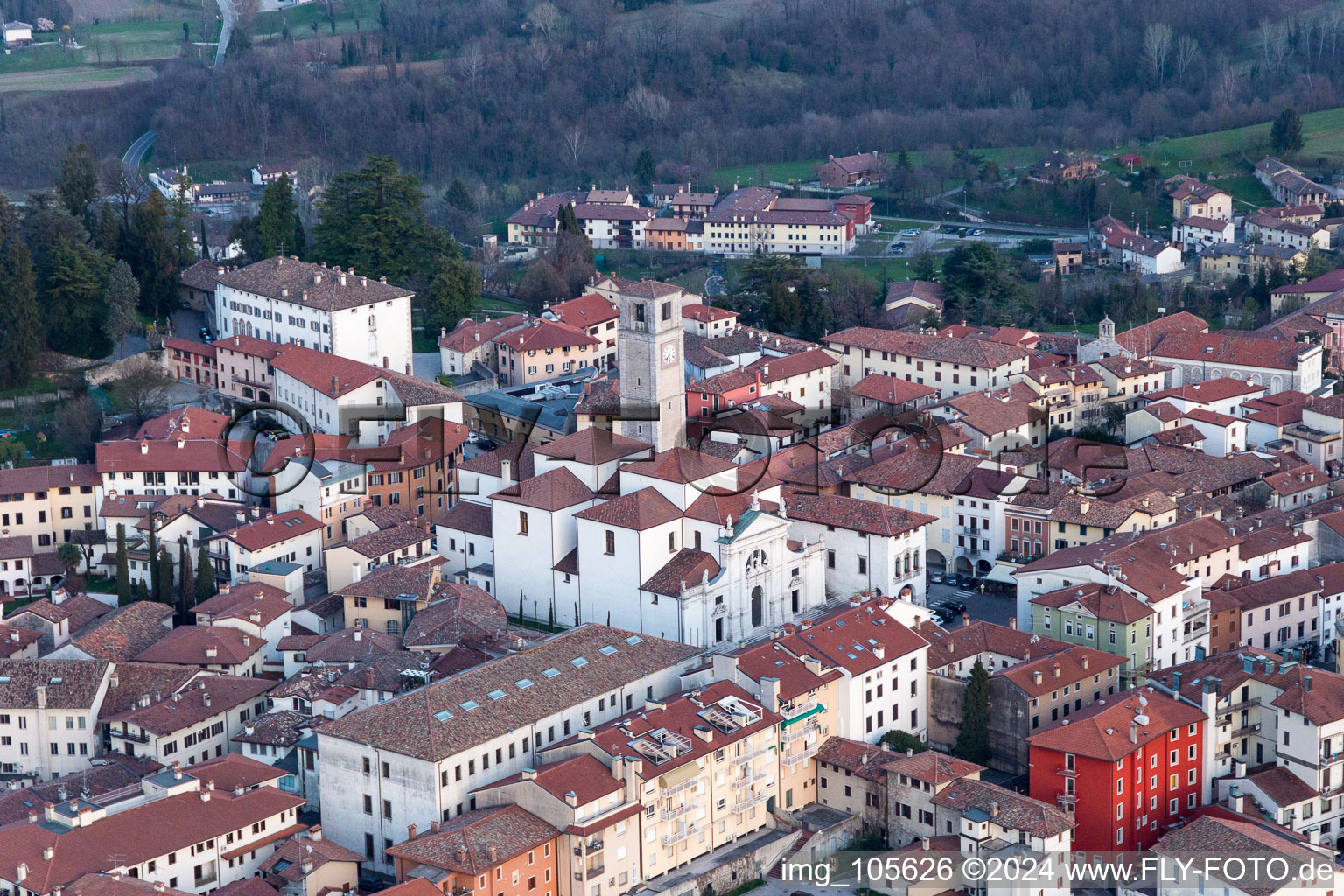 San Daniele del Friuli in the state Udine, Italy from the plane