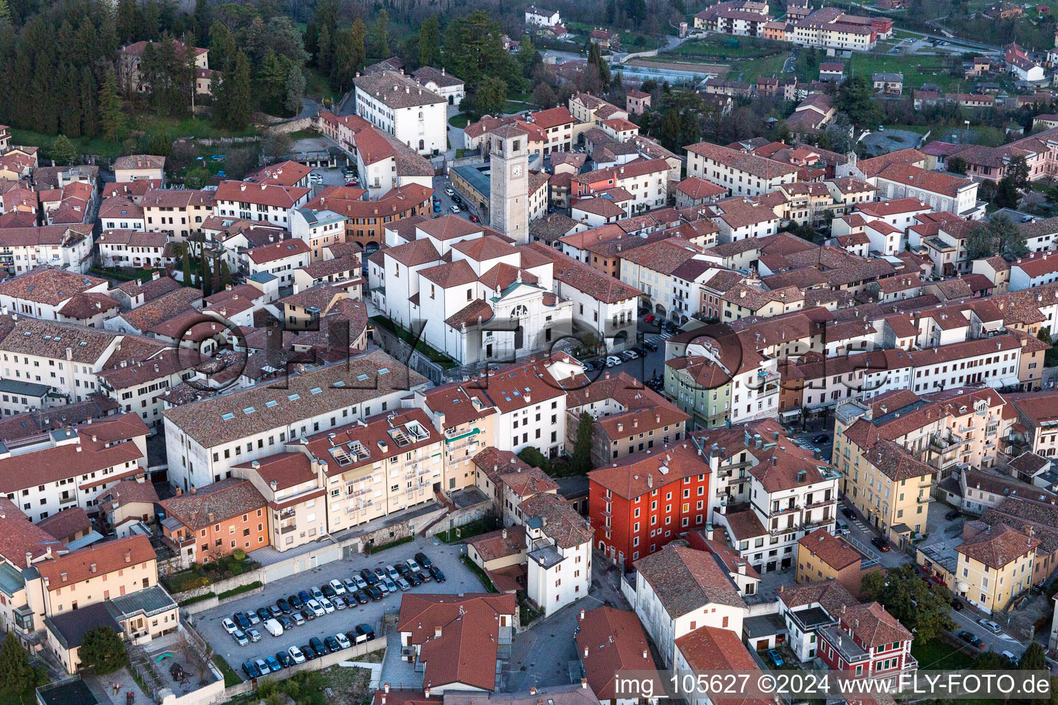 Bird's eye view of San Daniele del Friuli in the state Udine, Italy