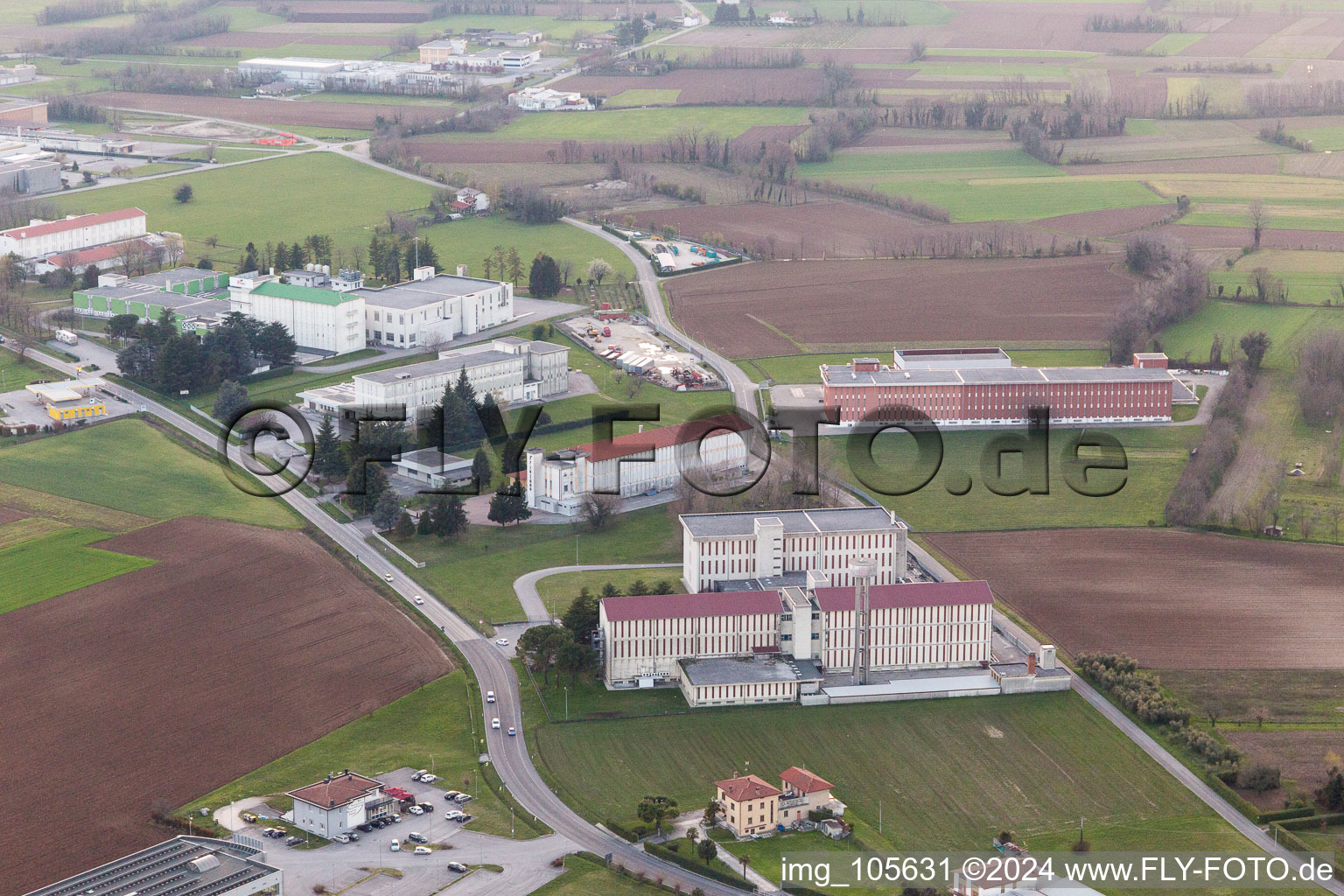 Drone recording of San Daniele del Friuli in the state Udine, Italy