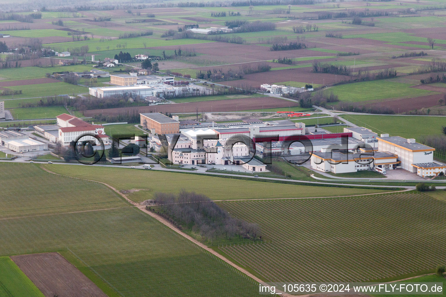 Aerial view of Zona Industriale Prosciutti in the state Friuli Venezia Giulia, Italy