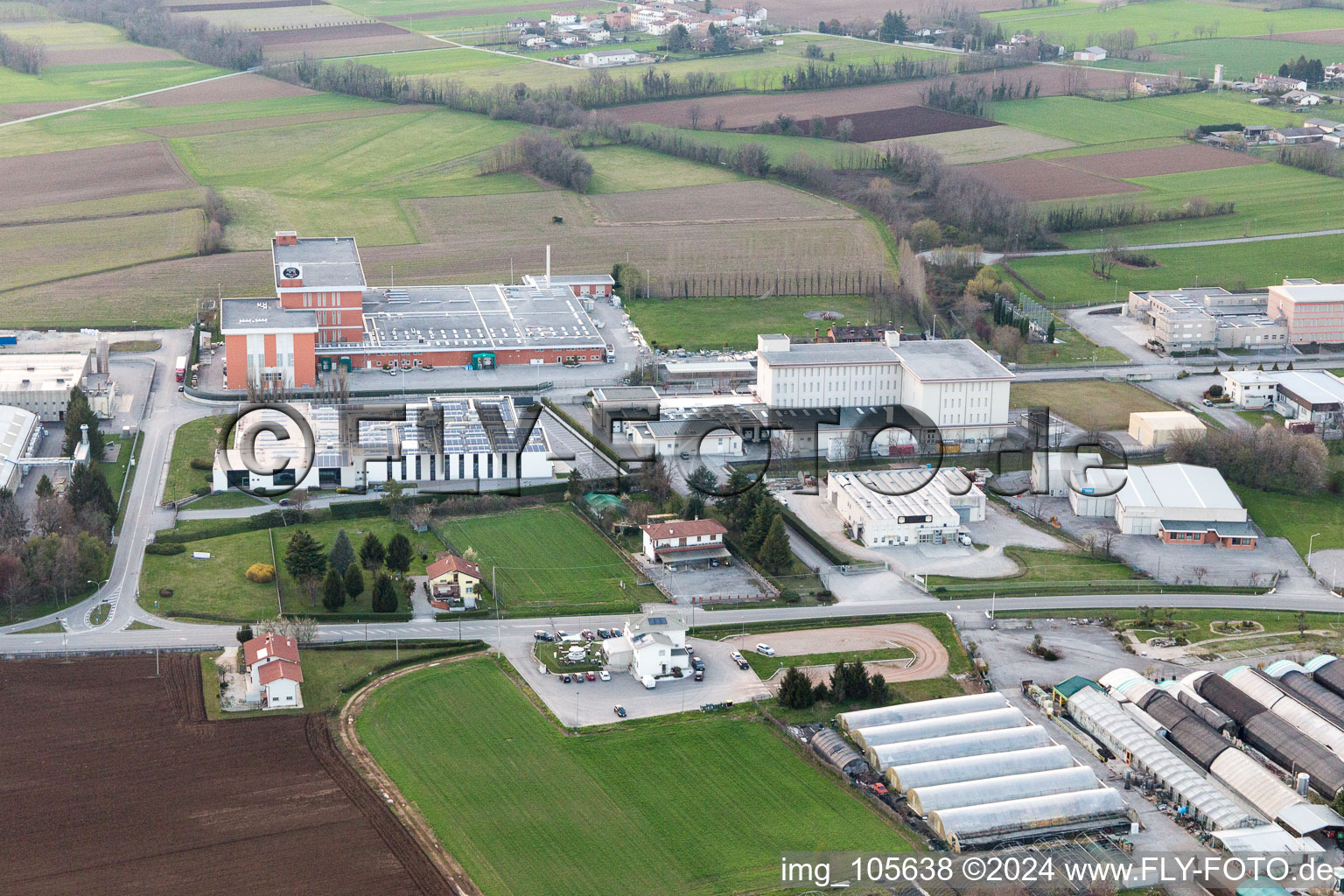 Oblique view of Zona Industriale Prosciutti in the state Friuli Venezia Giulia, Italy