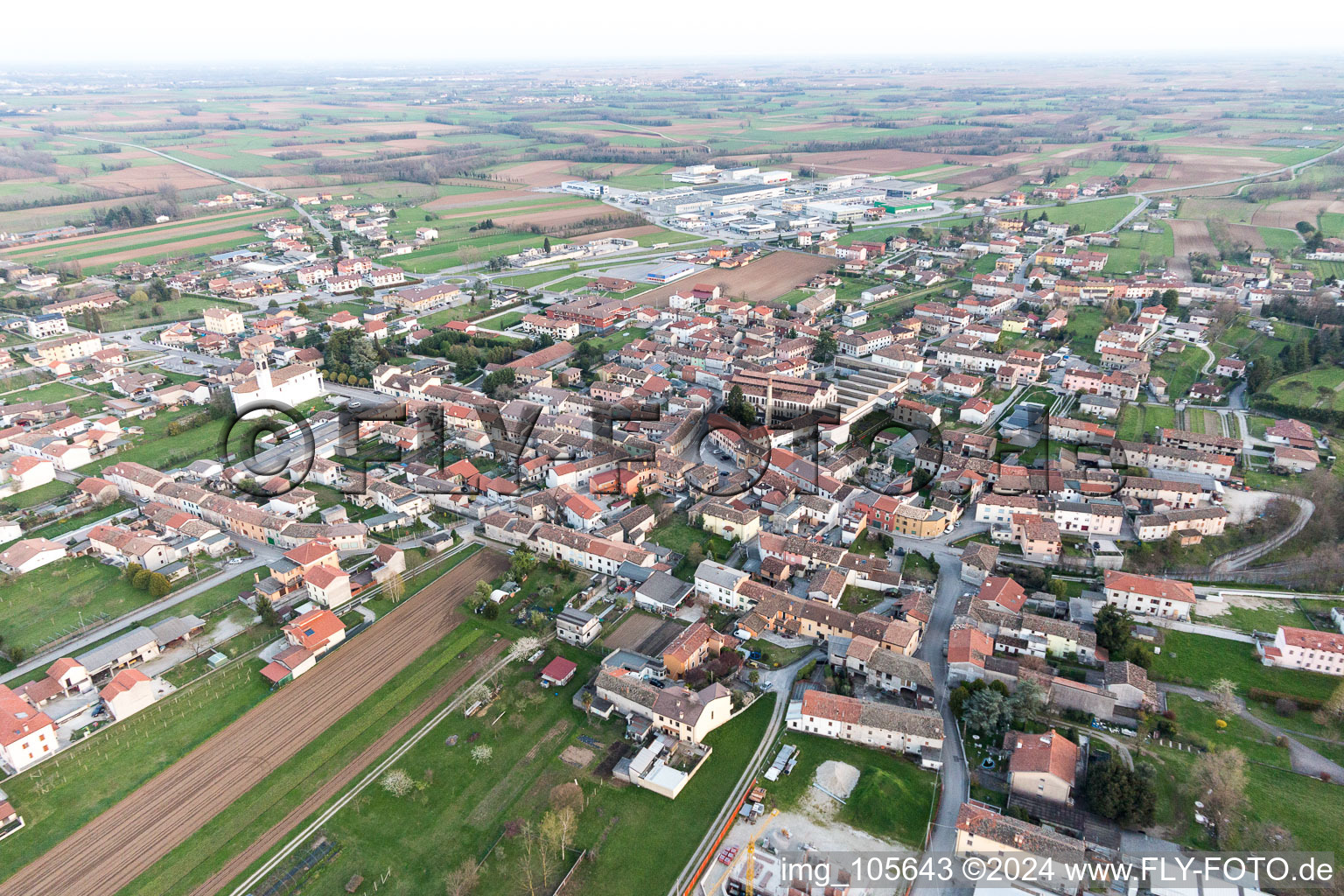 Carpacco in the state Friuli Venezia Giulia, Italy viewn from the air