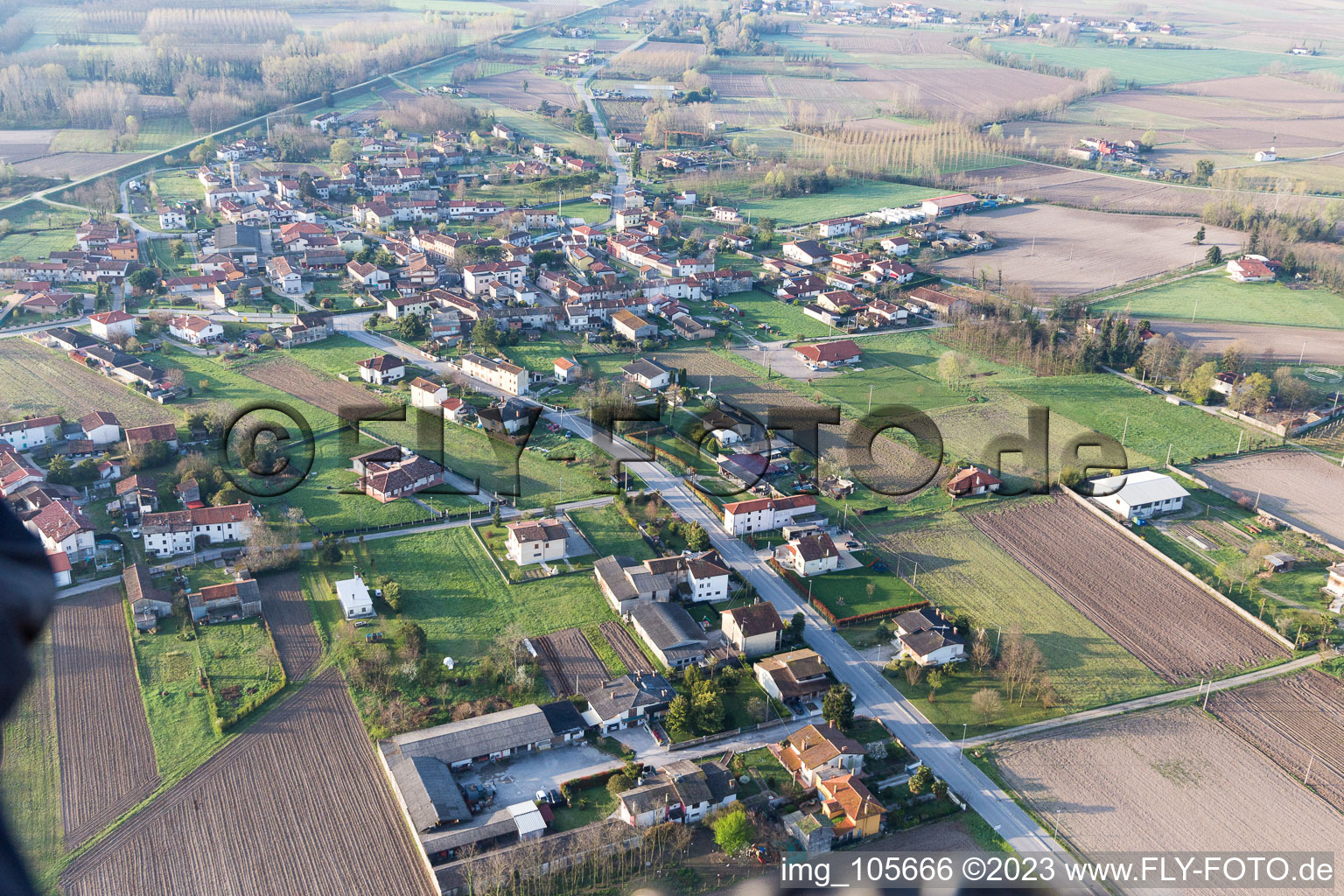 Aerial view of Poiana in the state Friuli Venezia Giulia, Italy