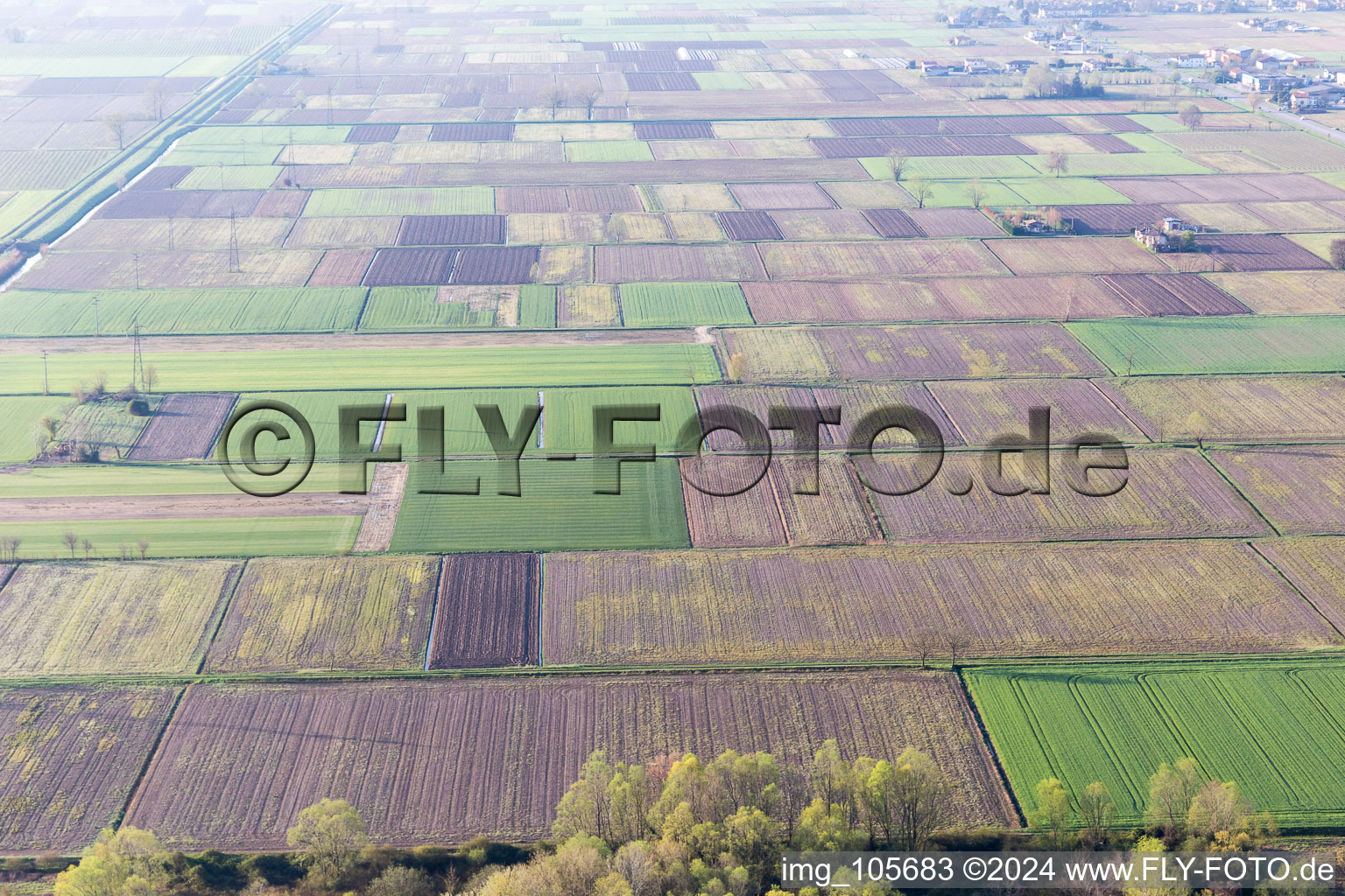 Aerial view of Paludo di Latisana in the state Friuli Venezia Giulia, Italy