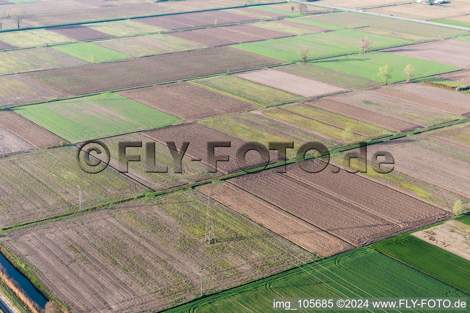 Aerial view of California in the state Friuli Venezia Giulia, Italy