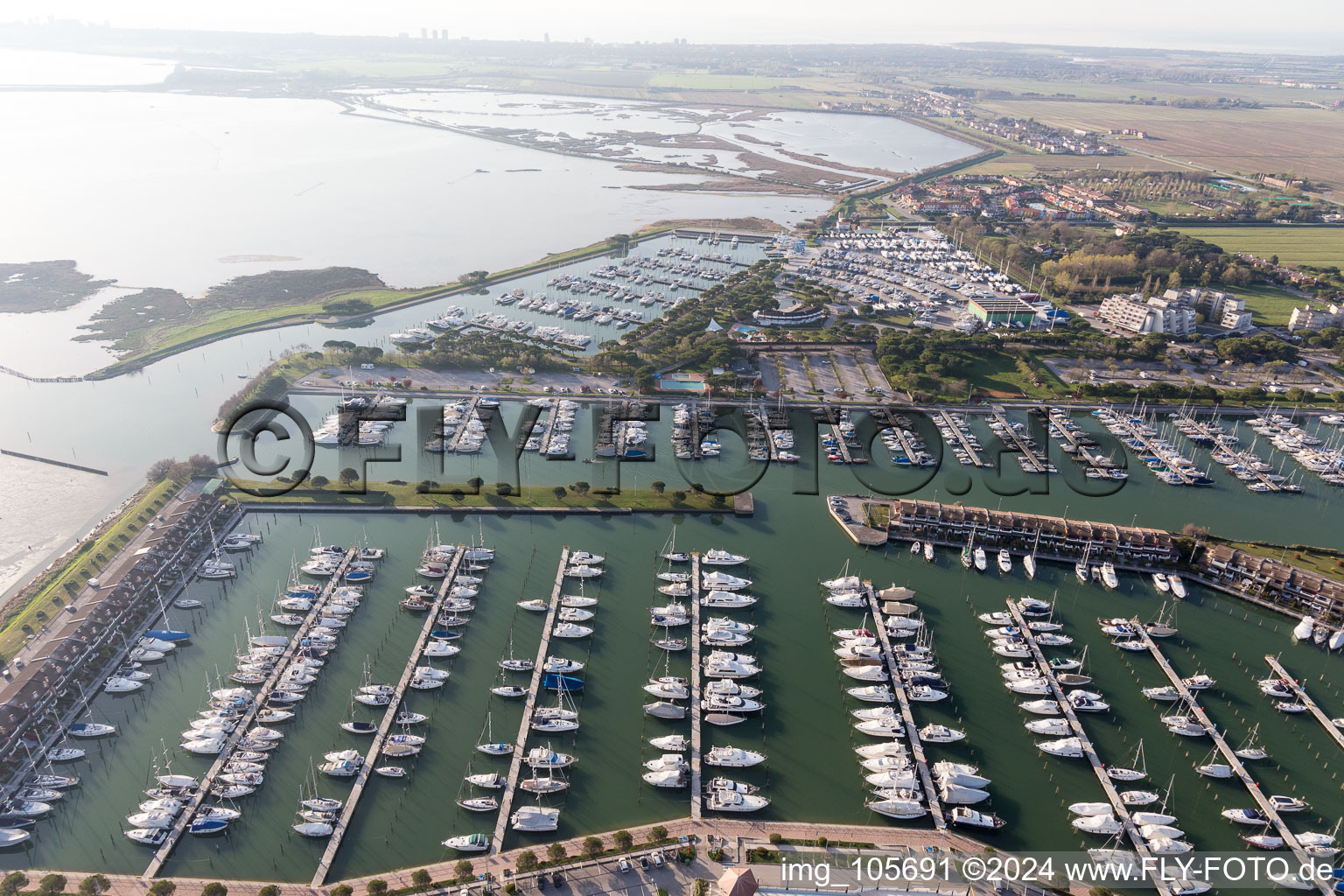 Aerial photograpy of Aprilia Marittima in the state Friuli Venezia Giulia, Italy