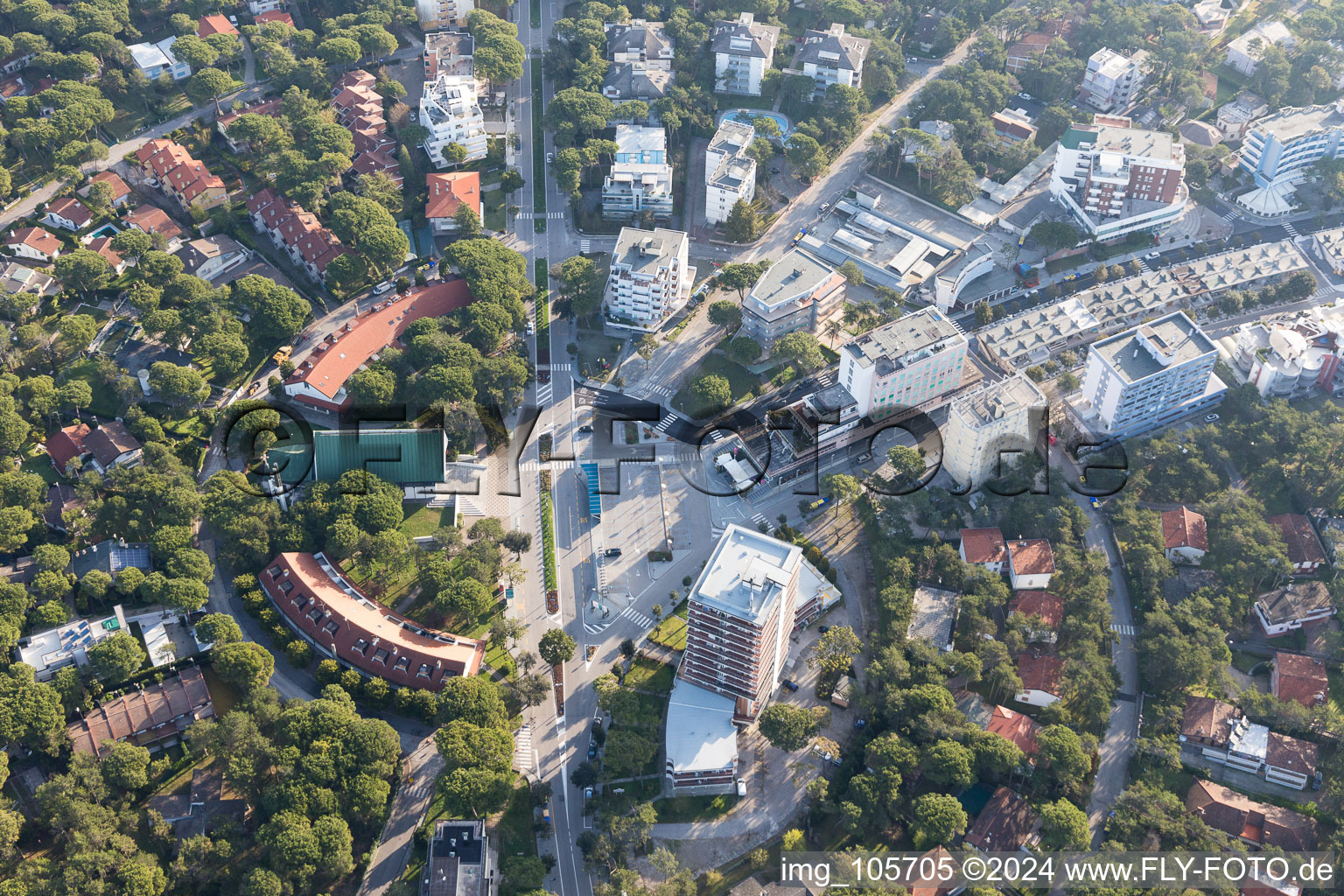 Bird's eye view of Lignano Pineta in the state Friuli Venezia Giulia, Italy