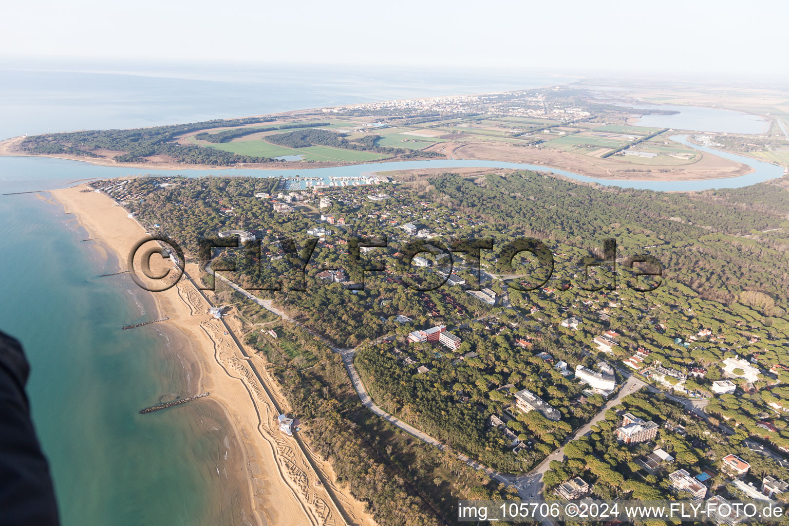 Drone image of Lignano Riviera in the state Friuli Venezia Giulia, Italy