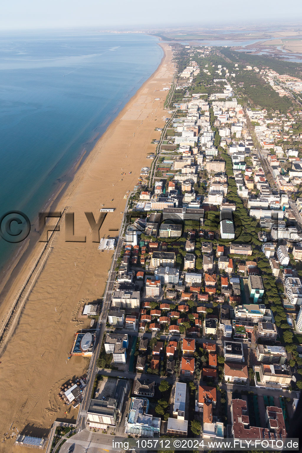 Oblique view of Bibione in the state Veneto, Italy