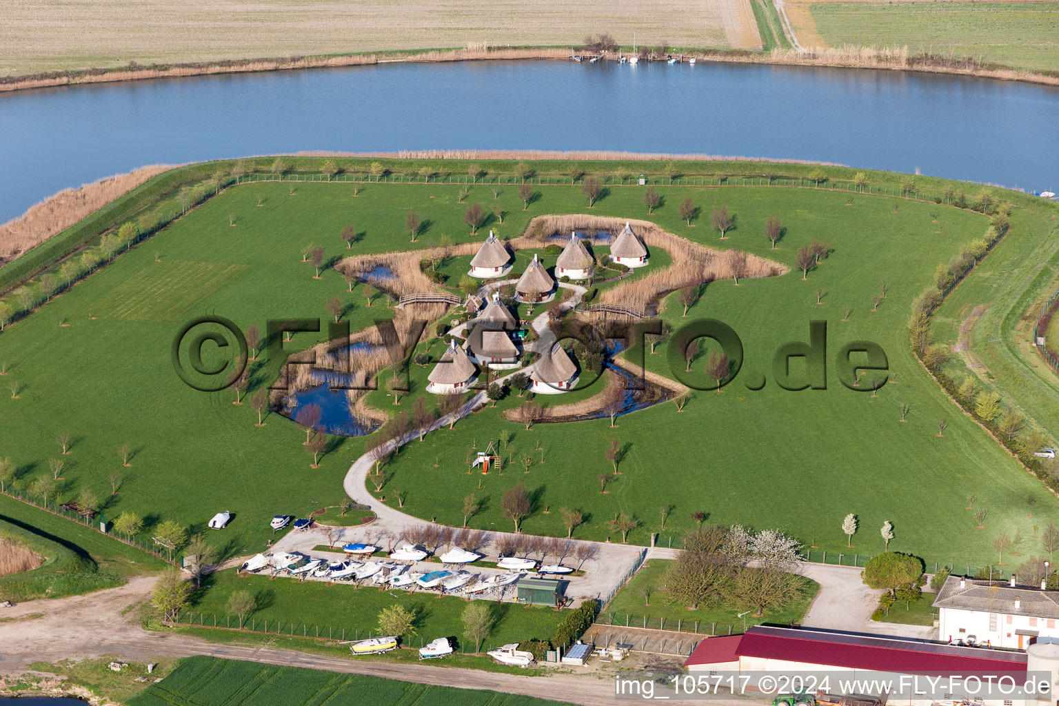 Aerial view of Terzo Bacino in the state Veneto, Italy