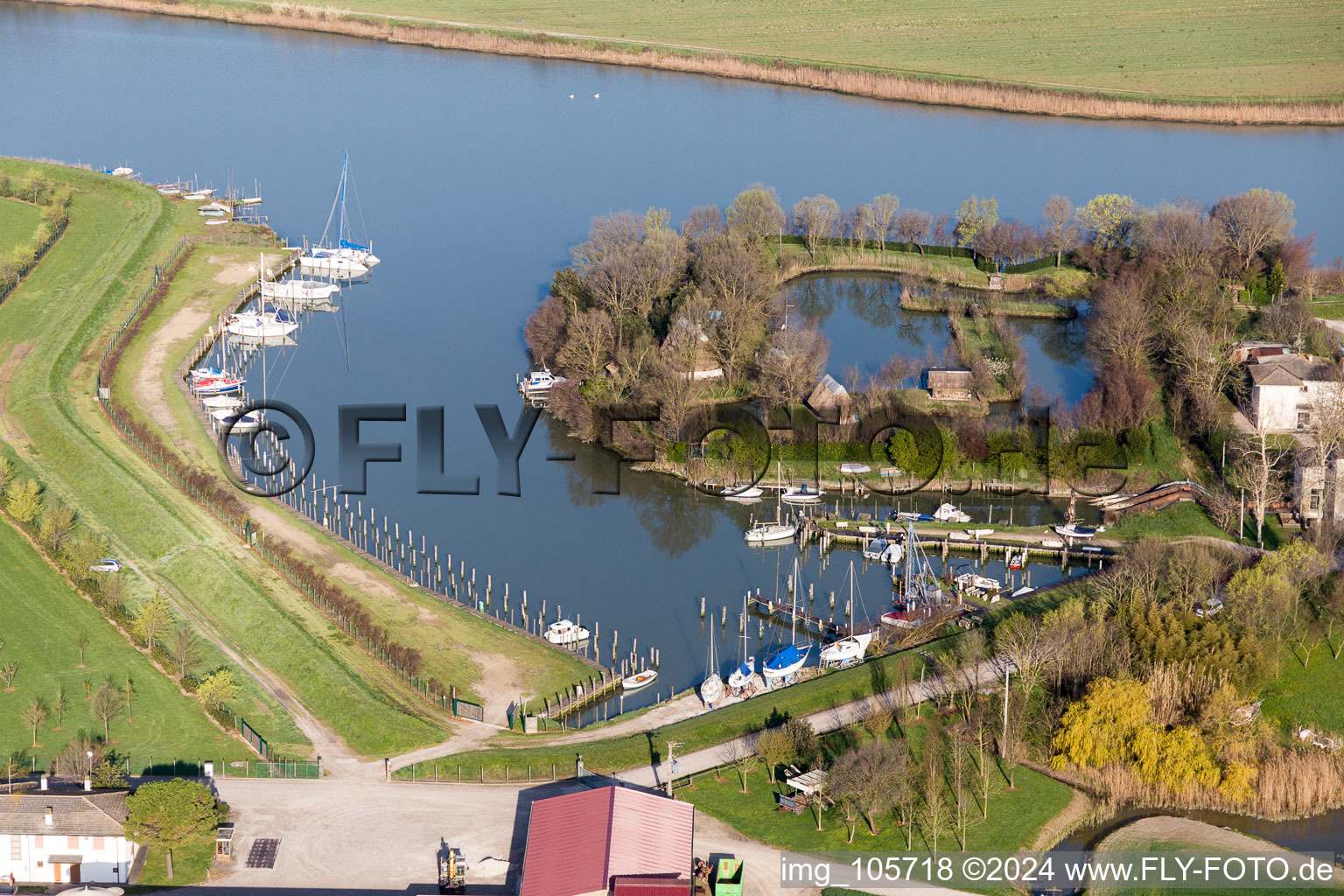 Aerial photograpy of Terzo Bacino in the state Veneto, Italy