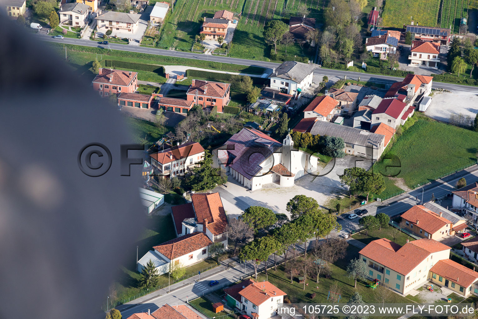 Aerial view of Osteria al Trovatore in the state Veneto, Italy