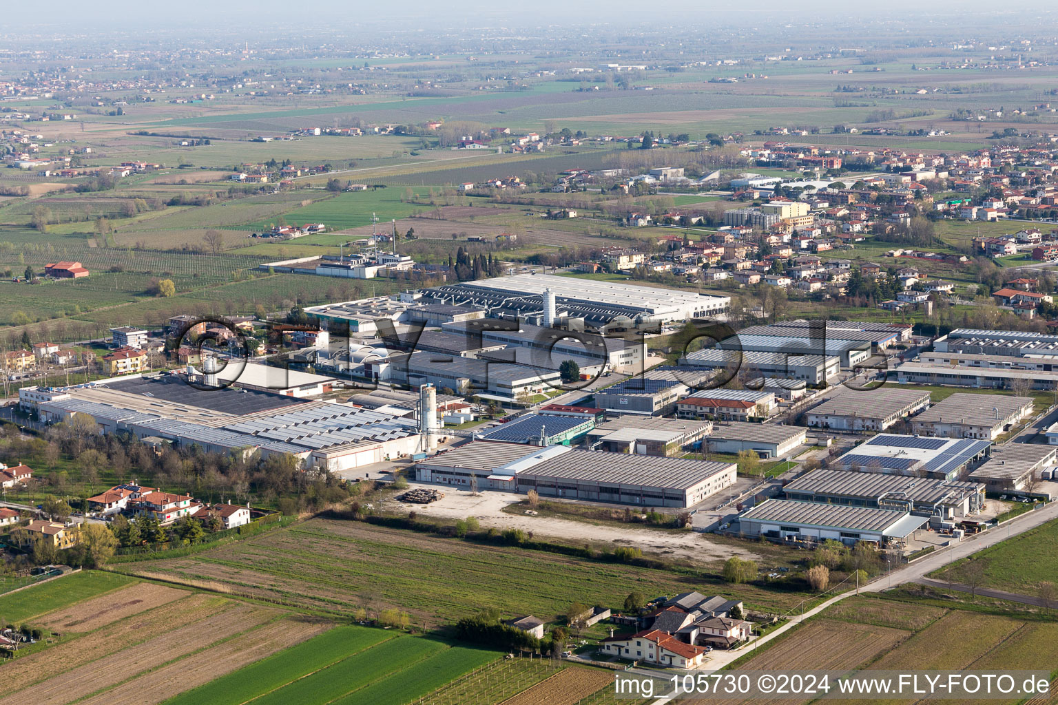 Aerial view of Pramaggiore Blessaglia in the state Veneto, Italy