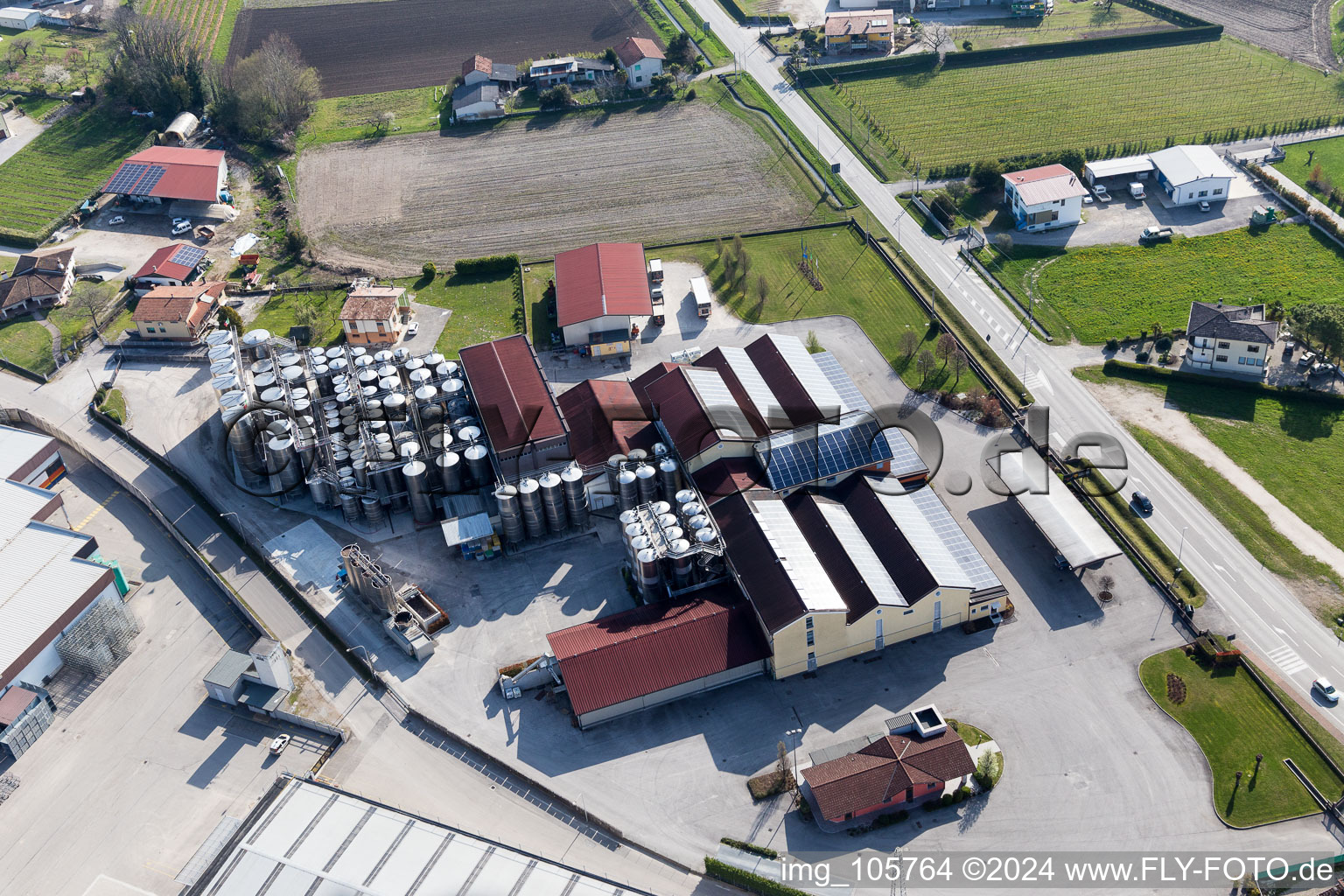 Aerial view of Rauscedo-Domanins in the state Friuli Venezia Giulia, Italy