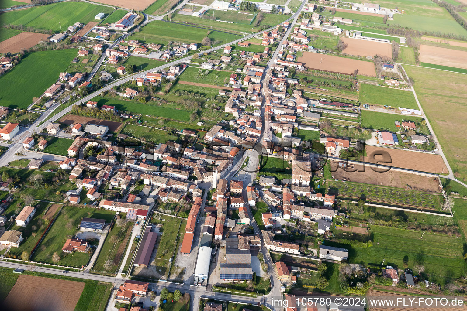 Aerial view of Silvella in the state Friuli Venezia Giulia, Italy