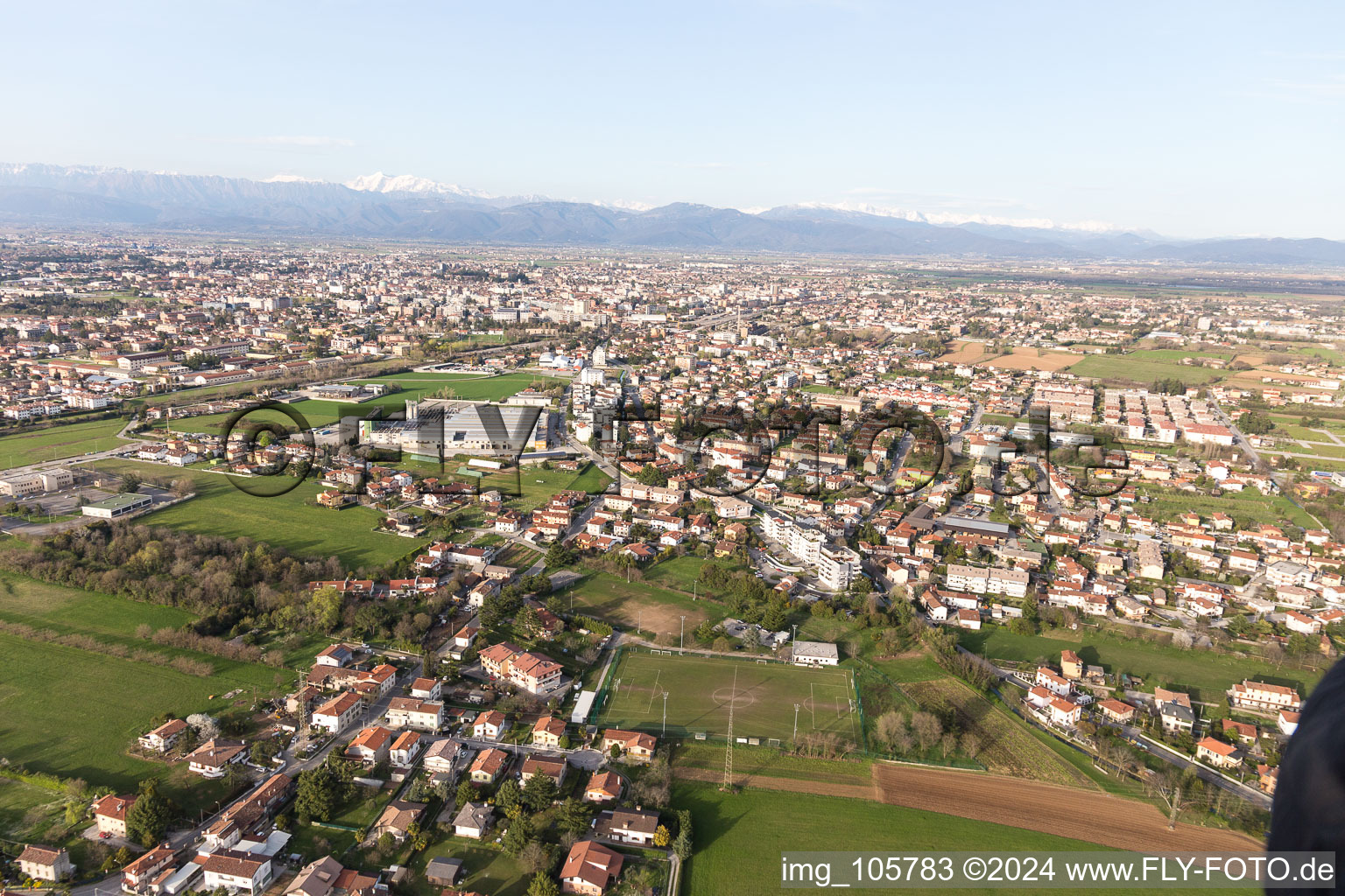 Aerial view of Basaldella in the state Friuli Venezia Giulia, Italy